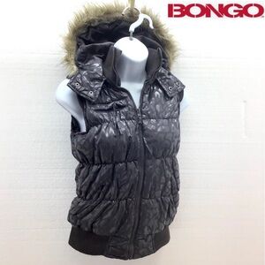 Bongo Shiny Puffer Hooded Vest Size Small